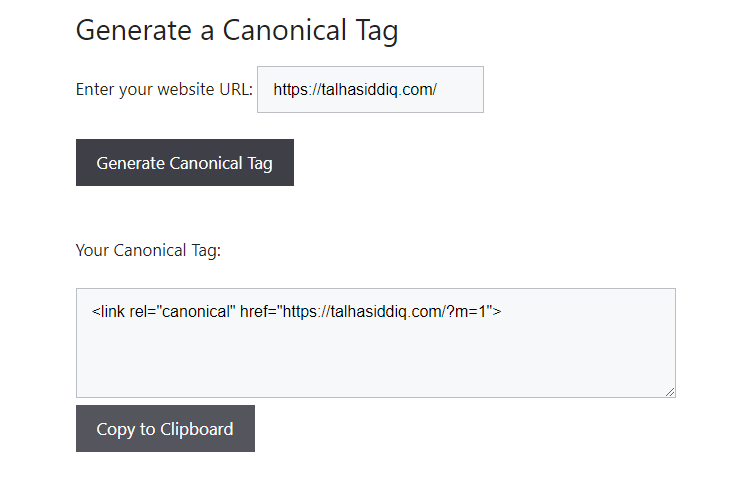 Rel Canonical URL Code Tool for generating Canonical tags