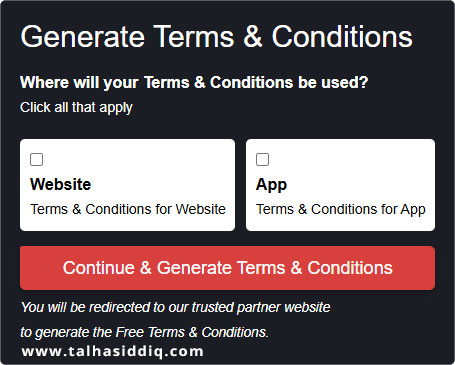 Terms and Conditions Generator