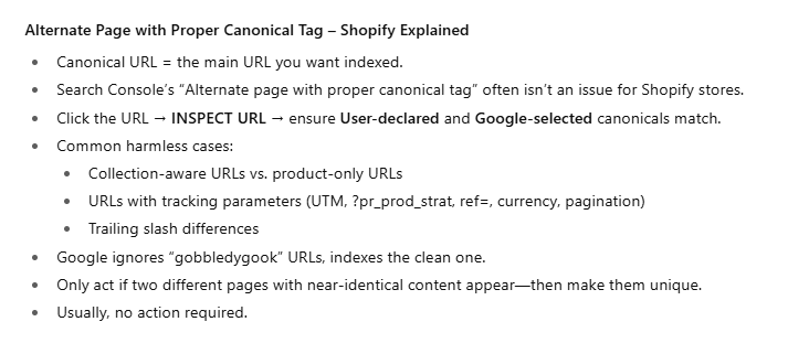 Alternate Page with Proper Canonical Tag – Shopify Explained